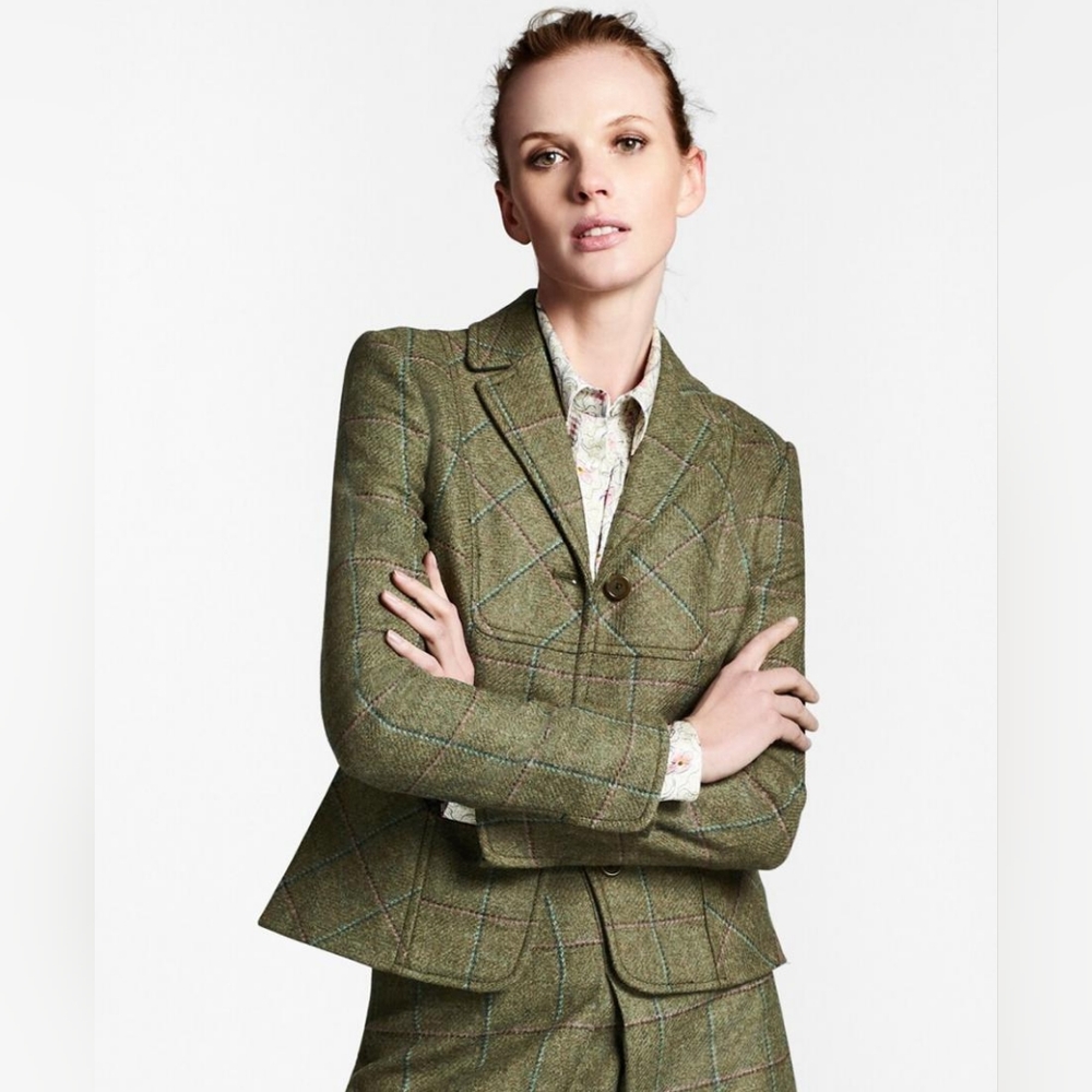 Brooks Brothers Abraham Moon Check Tweed Jacket, 6